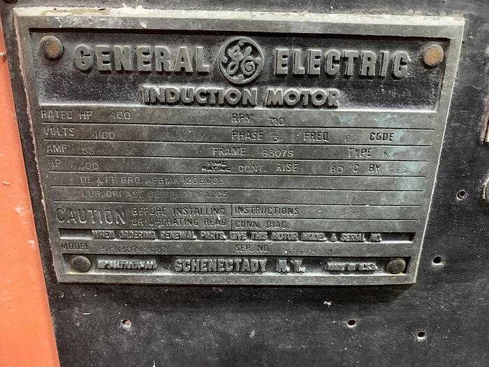 Used GENERAL ELECTRIC MOTOR 400 HP