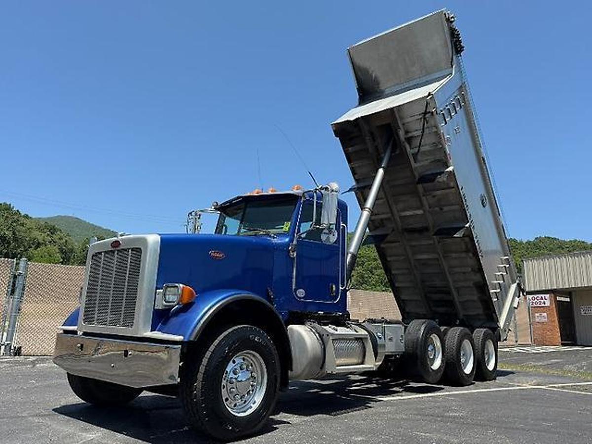 Used 2014 PETERBILT 367 FACTORY TRI-AXLE DUMP TRUCK MAC ALUM DUMP BED