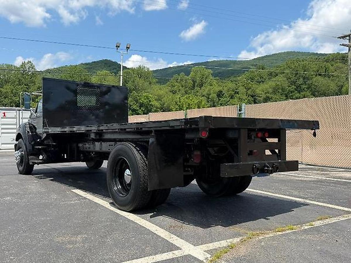 Used FORD F750 18 FT FLATBED DUMP TRUCK CATERPILLAR DIESEL 7 SPEED