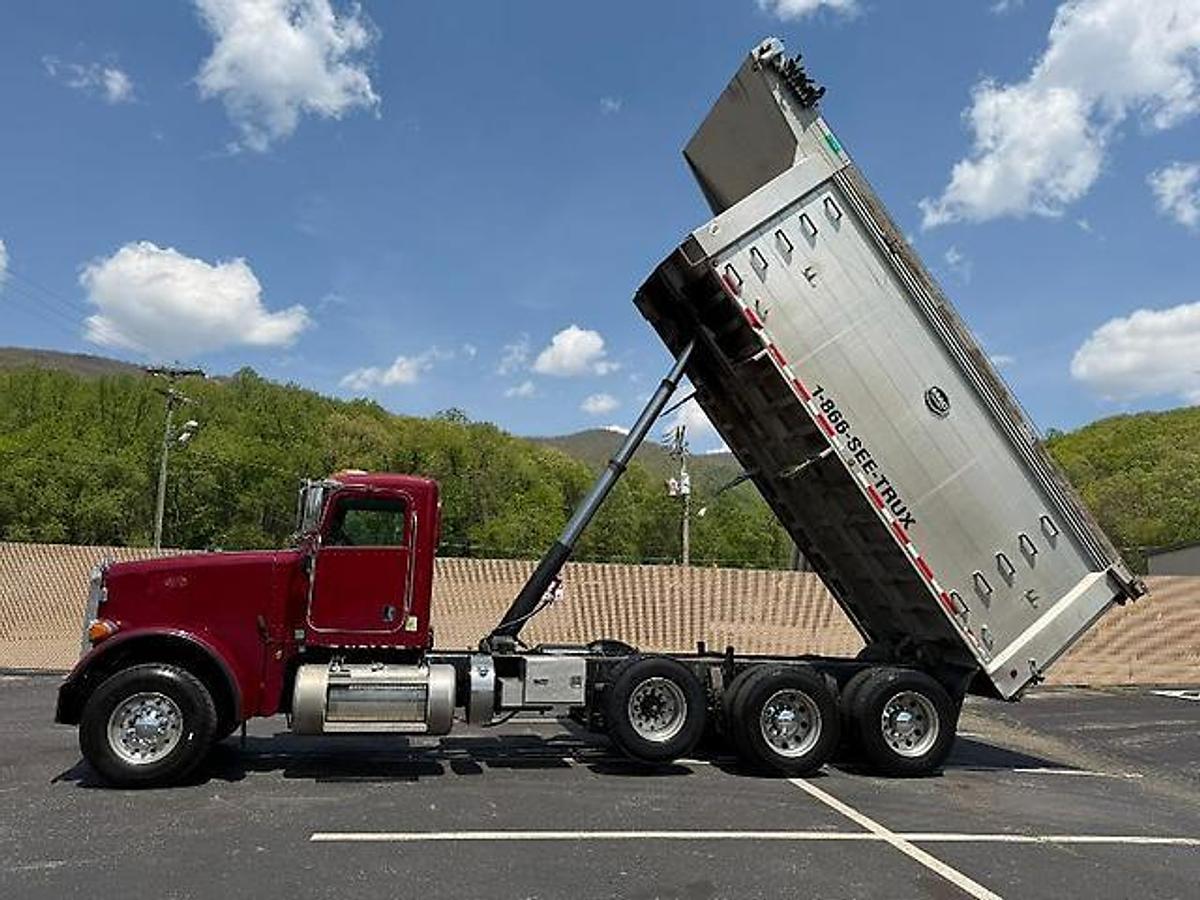 Used 2015 PETERBILT 367 FACTORY TRI-AXLE DUMP TRUCK MAC ALUM DUMP BED