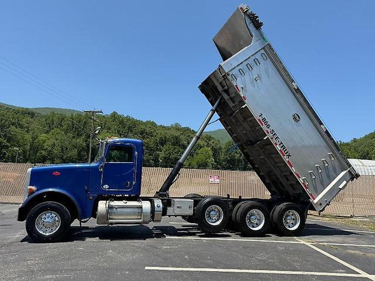 Used 2014 PETERBILT 367 FACTORY TRI-AXLE DUMP TRUCK MAC ALUM DUMP BED