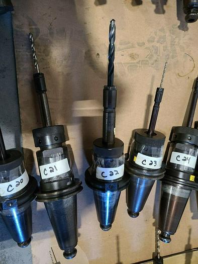 Used Assorted CNC Tool Holders with Cutters & Drills For Milling Machines VMC Tools L