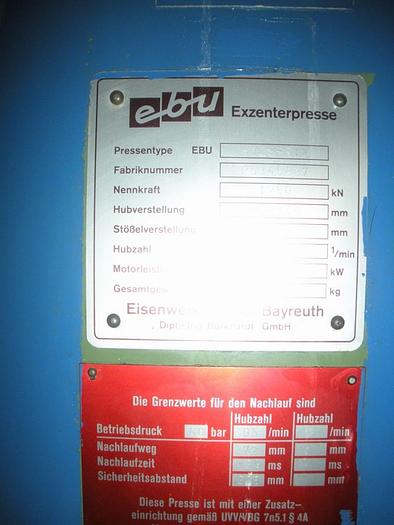 Gebraucht EXCENTERPERS C-FRAME EBU 125 TON