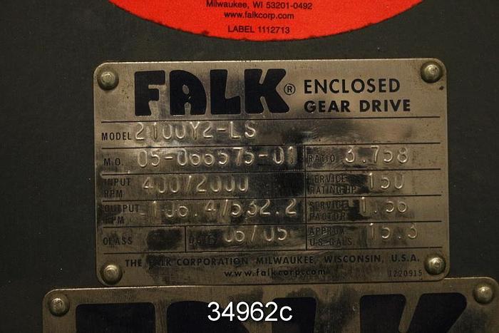 Refurbished Falk 2100Y2-LS Enclosed Gear Drive, 3.758/1 Ratio #34962
