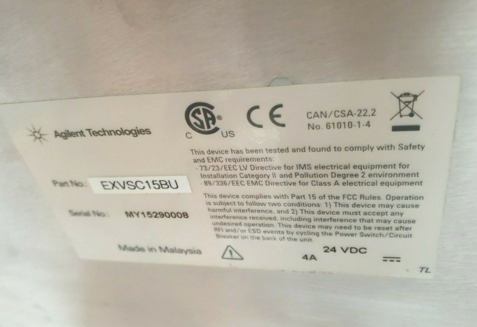 Used AGILENT EXVSC15BU Exchange VS C15, Base Unit, LEAK DETECTOR (RBD8.3MPALLET)2