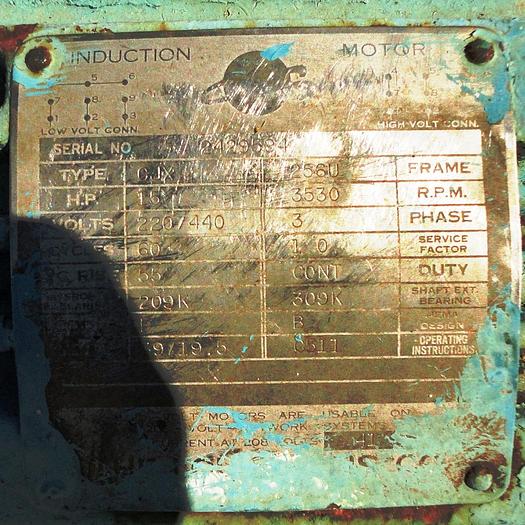 Used Pump, Centrif., 15 HP, S/st, 3" X 2" X 6", Dean Bros, #S611622