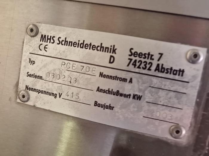 Used 2003 MHS PCE 70E chop slicer