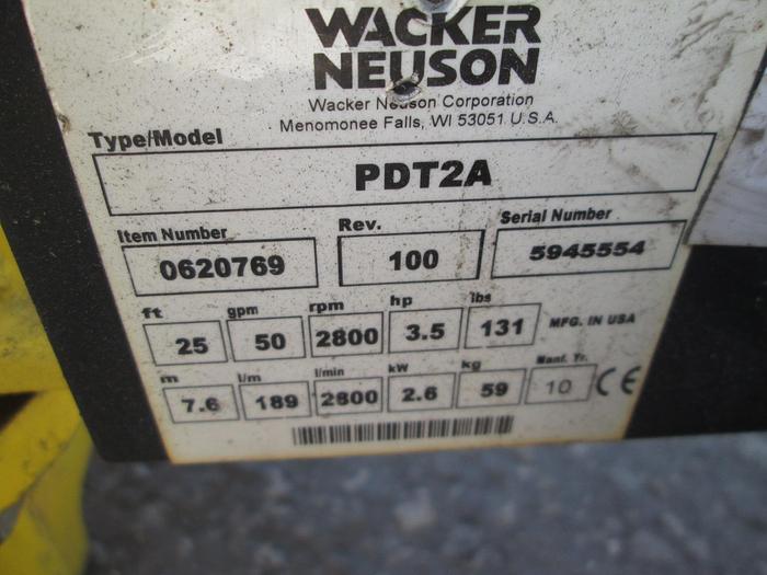 Used Wacker Neuson PDT2A Water Pump