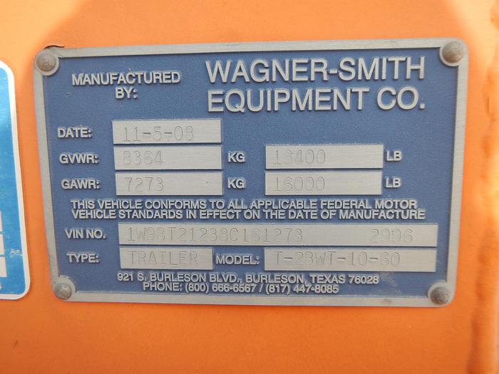 Used 2008 Wagner Smith T-2BWT-10-60 Cable Tensioner trailer