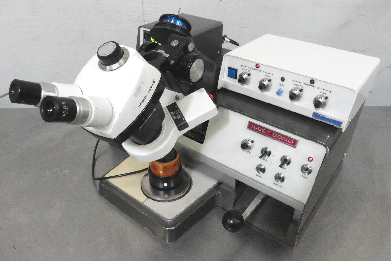 Used West-Bond 7400A Thermosonic Vertical Feed Deep Access Wedge Wire Bonder