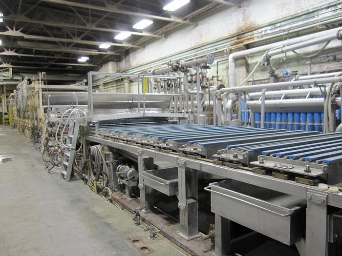 Used Beloit 87" Trim Paper Machine, With Voith Air Pad Headbox 90" Pond, Knockdown Fourdrinier Suction Couch, Suction Press, No Dryer Section, Size Press, 3 Roll Hot, Soft 2500 Pli Calender, Rice Barton Reel, Cameron Winder #27156