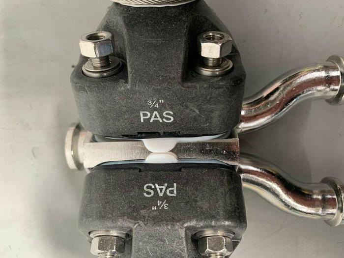 Used ITT Pure-Flo .75-316L-RA20MAX Diaphragm Valve, 2 Valves w/ 3/4" Sanitary Fitting