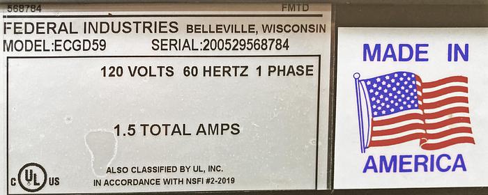 Used Gently Used Federal Showcase -- Dry Case, Lighted Shelves, Adjustable Shelf Angles, Model ECGD59. In stock, available for immediate pickup!