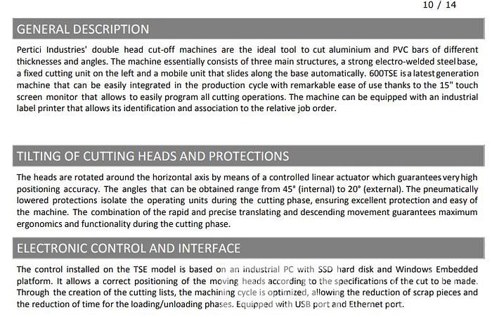 Used Pertici Double Head 600TSE 4.0 Saw