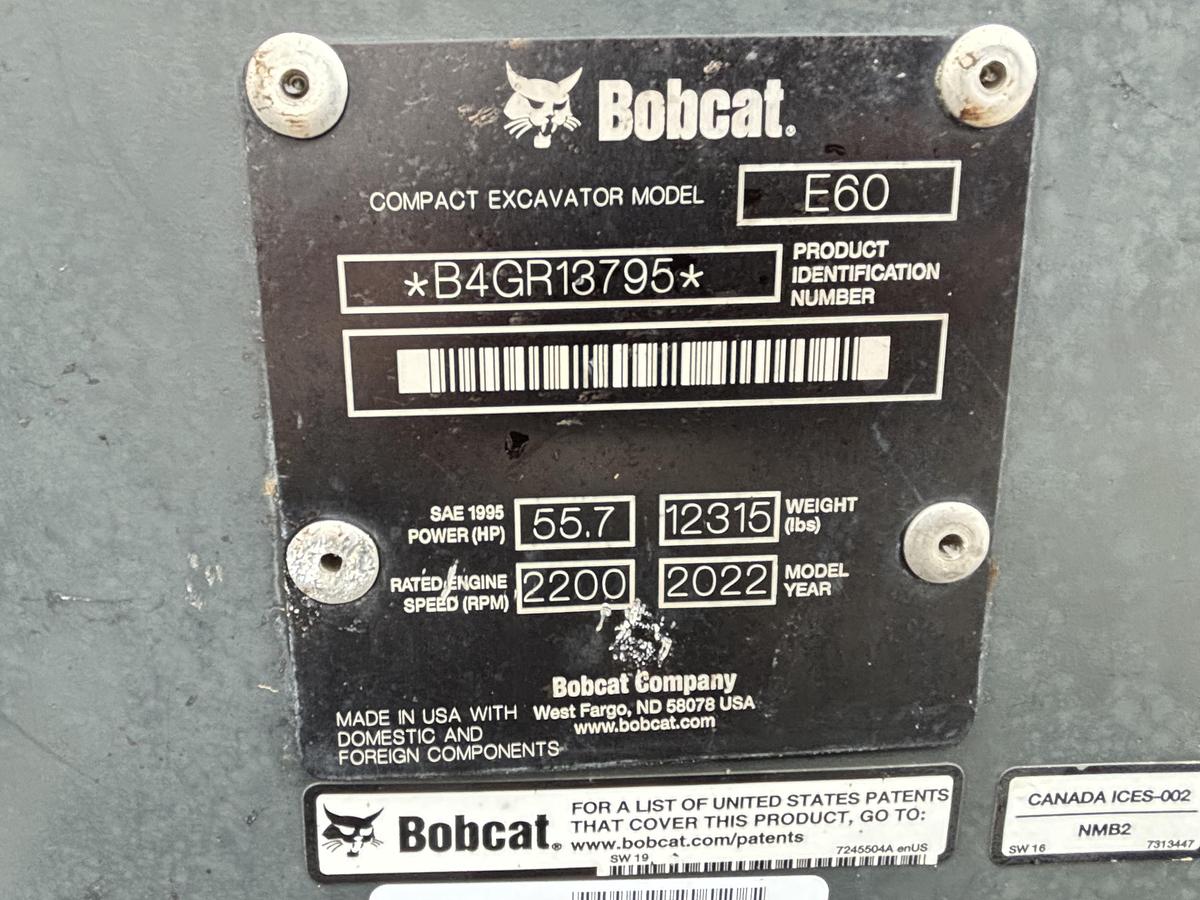 Used 2022 BOBCAT E60r2