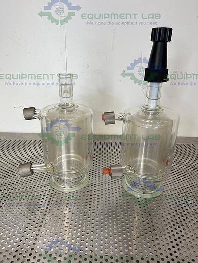 Used Lot of 2 - HEL  1 Liter Triple Wall Jacketed Glass Reactor w/ Valve