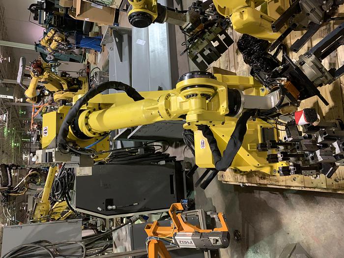 Used FANUC M710iC/70T GANTRY ROBOTIC SYSTEM, R30iA, 8' TALL RAIL X 11'6" OF TRAVEL