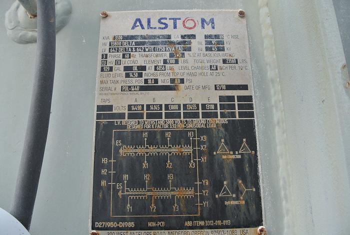 Used 1998 ALSTOM 3000KW FURNACE TRANSFORMER