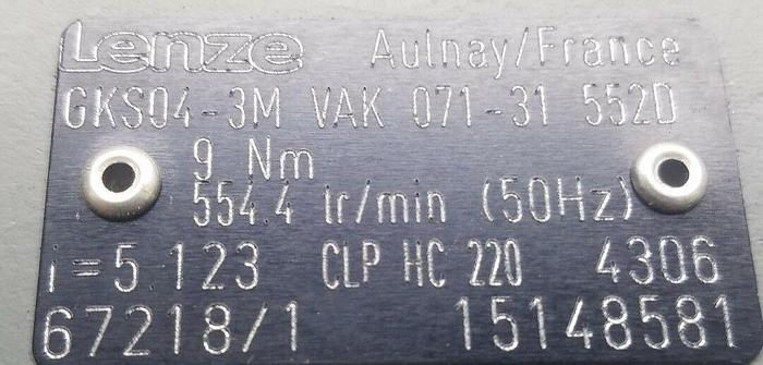 Used Lenze MDXMA1M 071-31/ GKS04 3M VAK 071-31 552D