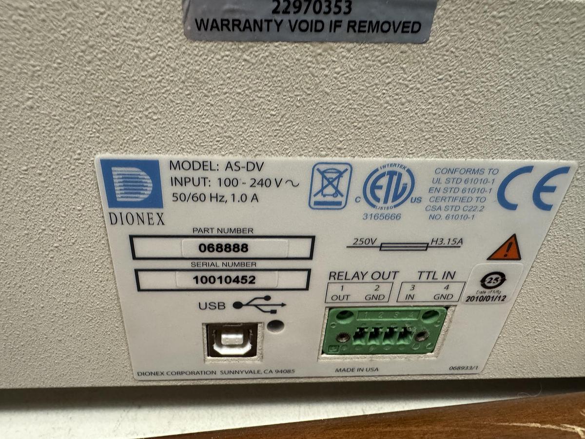 Used Thermo Dionex AS-DV Autosampler 068888