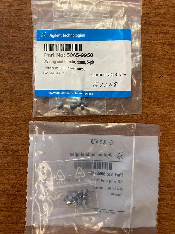 Agilent 5065-9950 PEEK ferrule and SS lock ring, for 2 mm tubings 5-pk