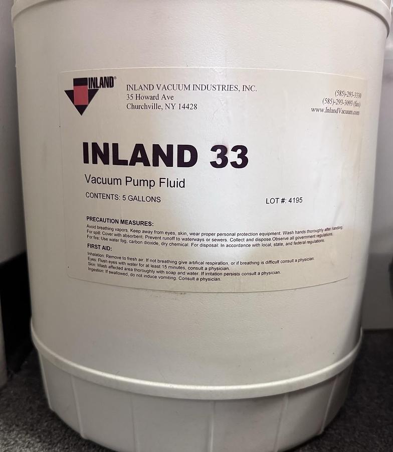 Inland 33 Vacuum Pump Oil for Varian, Agilent, Pfeiffer, Edwards Pumps