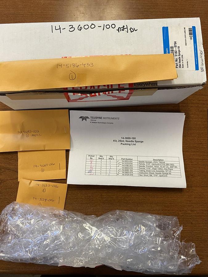 NEW Teledyne  Tekmar 14-3600-100 25ml Needle Sparge Kit Agilent 5182-0794 Purge