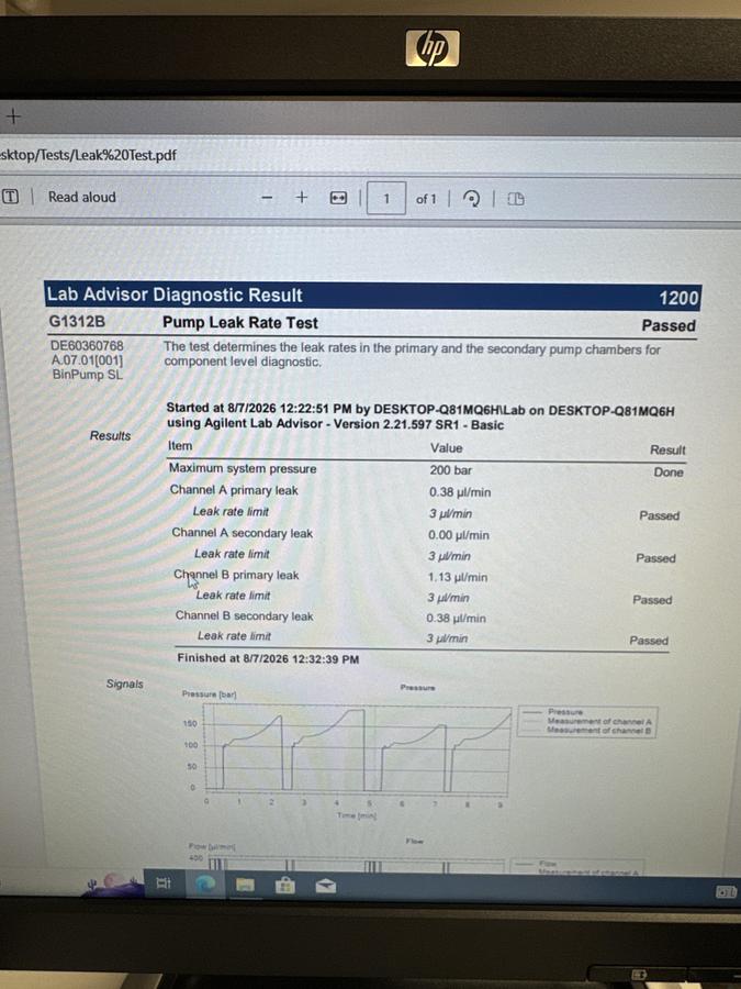 Refurbished Agilent 1200 600 bar system with Chemstation