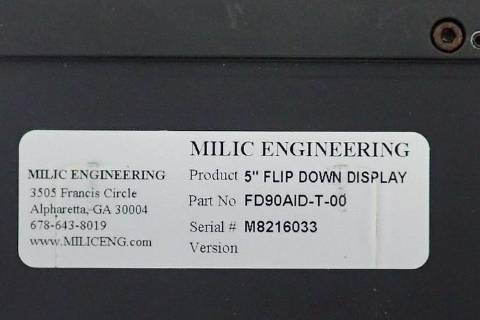 Used Milic Engineering Flight Display System FD90AID-T-00 5" Flip Down Display