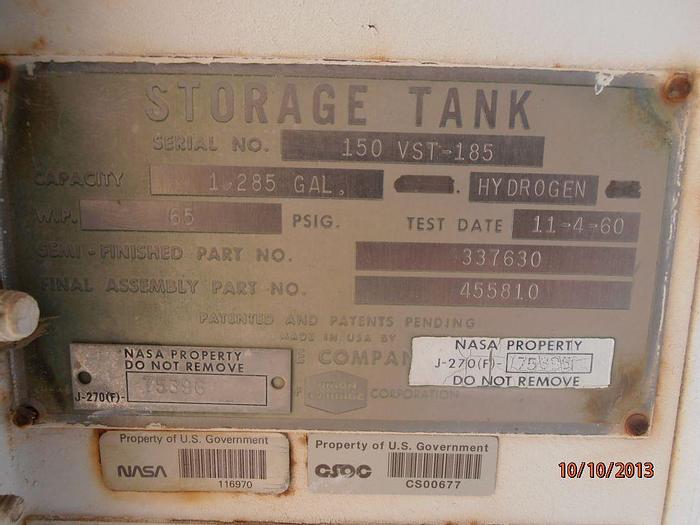 Used Tank, 1,285 Gallon, S/st, Ln2 Storage, 65 PSI, Cryogenic, #S737837