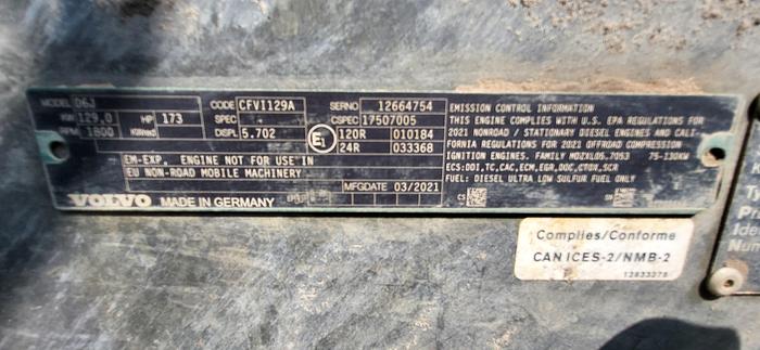 Used 2021 Volvo EC220E