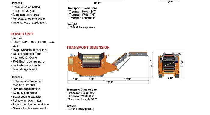Used 2007 Portafill 2000 CT/ screener with stacker
