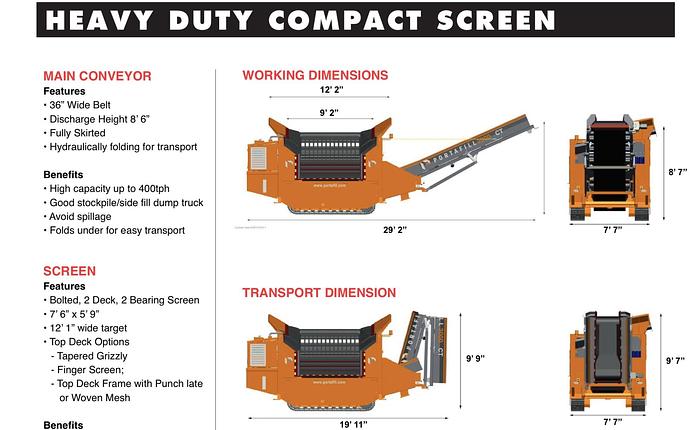 Used 2007 Portafill 2000 CT/ screener with stacker