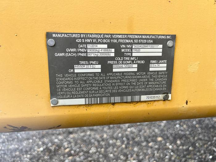 Used 2015 Vermeer TR620