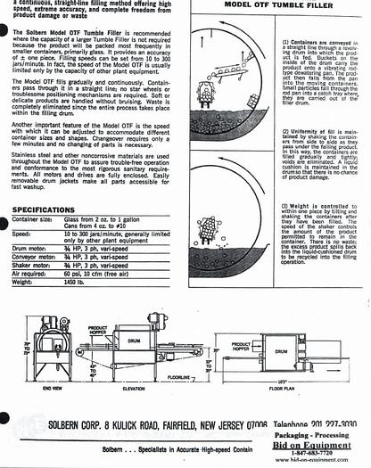 Used Filler, Can, Jar, Solbern, Mdl PTF-DPL, Pickles, Parts #C743703