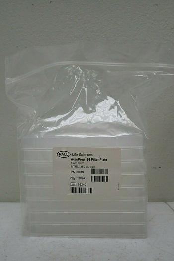 Used Pall 5039 AcroPrep 96 Multi-Well 1.2um Supor NTRL 350 μL Filter Plates, 8/Pack