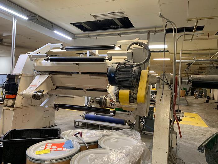 Used 66" DAVIS STANDARD TURRET UNWIND WITH FLYING SPLICE 50" OD CAPACITY - PENDING SALE