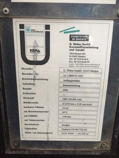 Brugt 5 m3 plast tank med røreværk etc. SOLGT