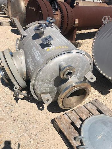 Used Used Titan Metal Fabricators approximately 200 gallon hastelloy C76 vertical tank.