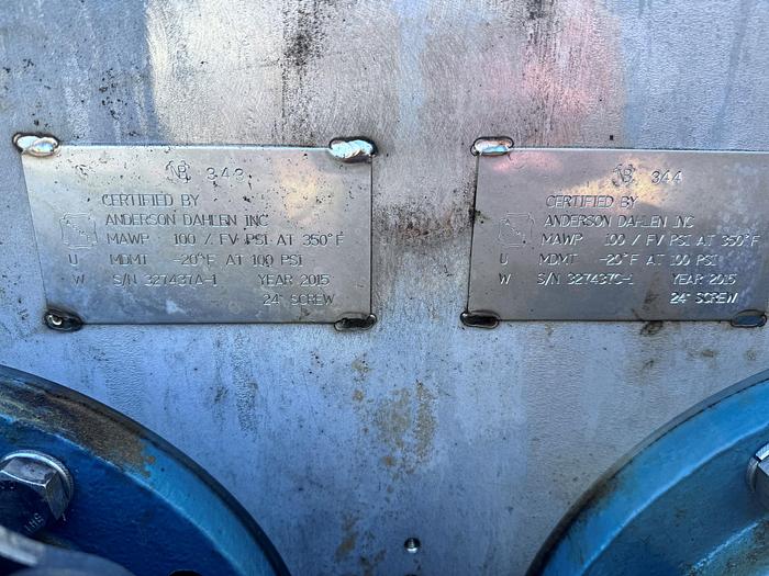 Used Holoflite, 24" X 20', Dual Screw, 316L Stainless Steel, 100 PSI #5990962