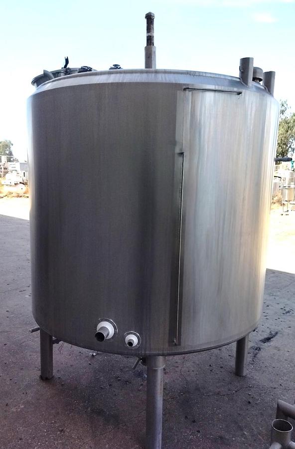 Used Tank, 1,000 Gallon, Stainless Steel, Jacketed, Agitated, Cone Bottom, Qualtech, #5991884