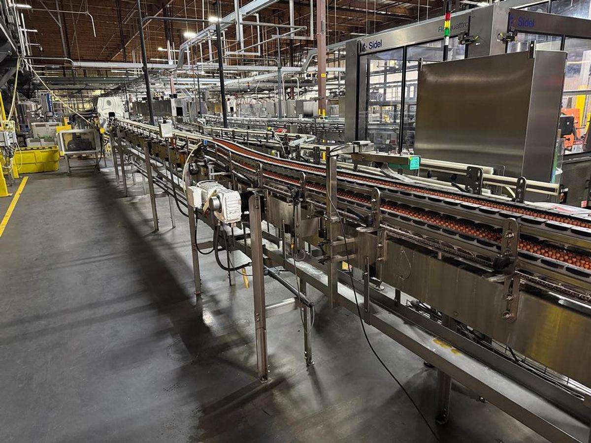 Used Bottling Line, 600–800 BPM, PET, US Bottlers Filler, Sidel Labeler, Kisters Shrink Wrapper, #5991608