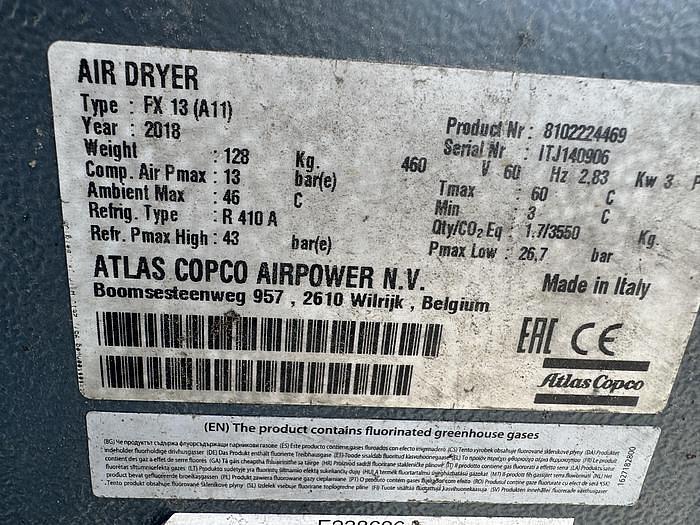 Used Compressor, Air Dryer, FX13, 460V, Atlas Copco, Refrigerated, #5991332