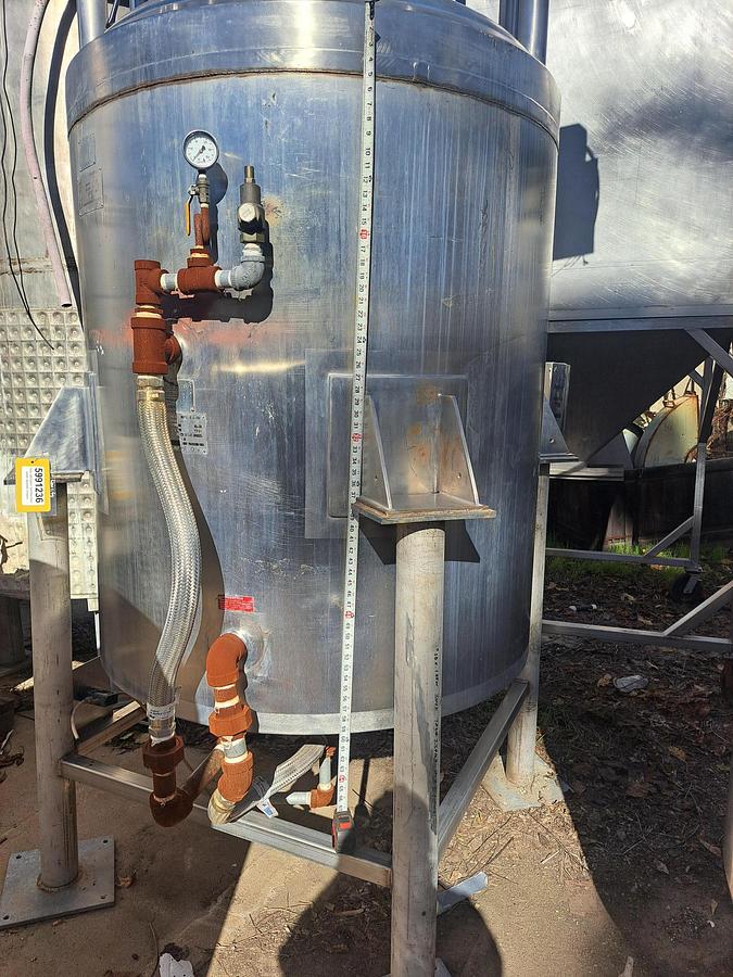 Used Tank, 500 Gallon, Stainless Steel, Jacket, Agitated, Crepaco #5991236