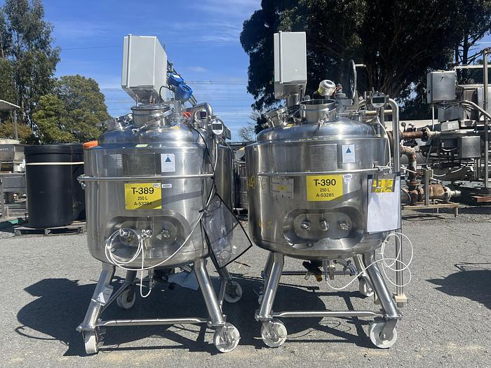 Used Reactor, 65 Gallon (250 Liters), 316L Stainless Steel, Jacketed, Agitated #S745443