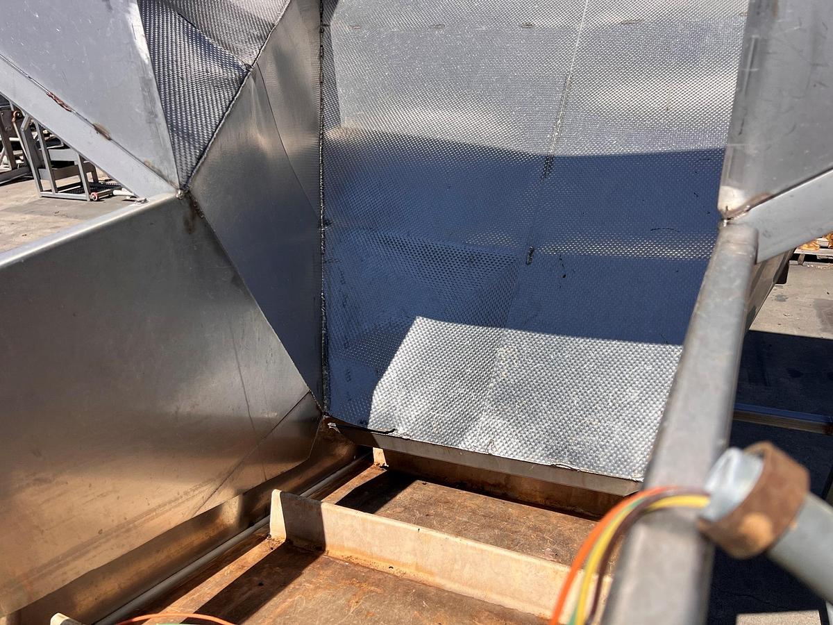 Used Hopper, Stainless Steel, Incline Metering Belt, 56”W x 72”L x 80”H, Sound Ocean Metal Fabricators, #5991524