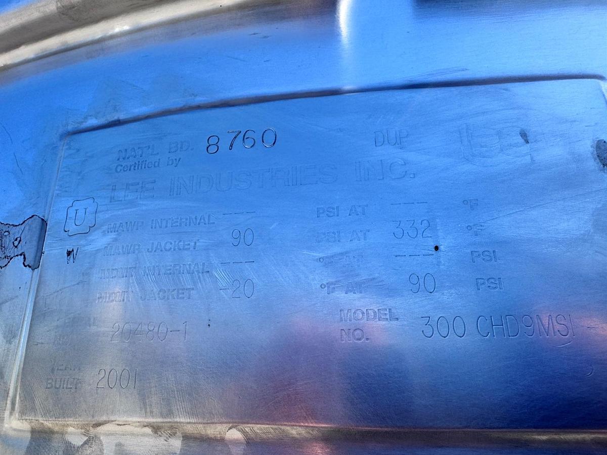Used Kettle, 300 Gallon, Lee Industries, Stainless Steel, Double Motion, Tilt, #5991805