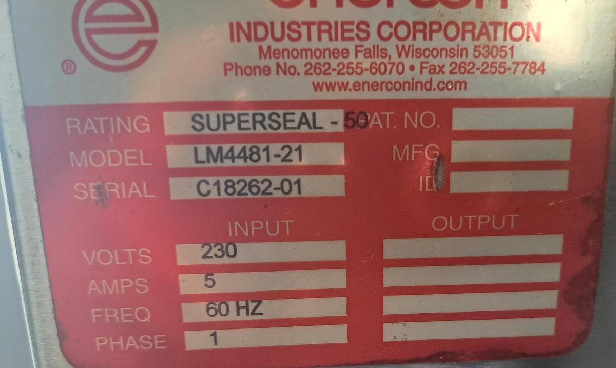 Used Sealer, Induction, Enercon Superseal 50, Model LM4481-21, Stainless Steel, #5991560