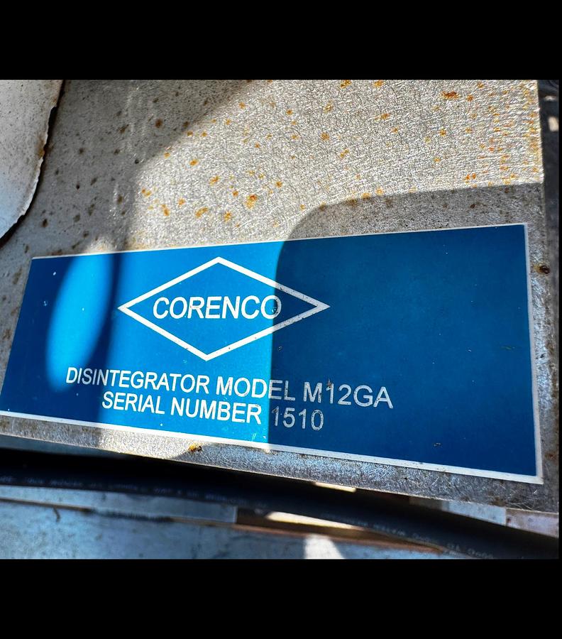 Used Mill, Disintegrator, Corenco, Model M12GA, Angle, 20 HP, Stainless Steel, #5991516