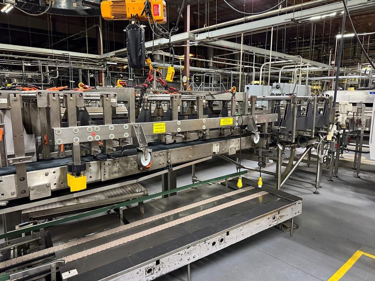 Used Bottling Line, 600–800 BPM, PET, US Bottlers Filler, Sidel Labeler, Kisters Shrink Wrapper, #5991608